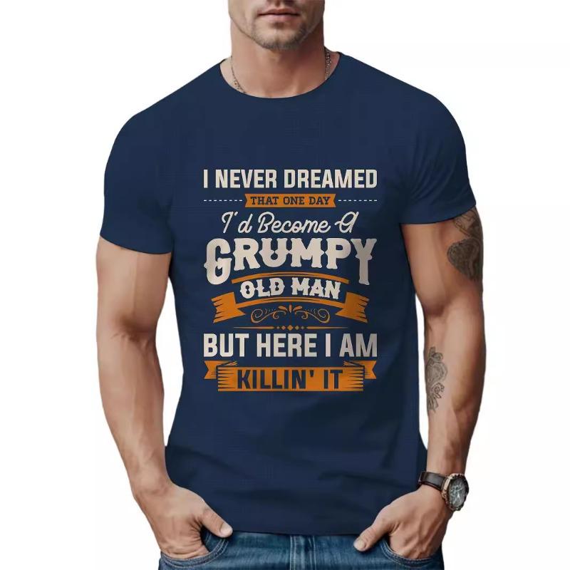 Koszulka z nadrukiem 3D Męska Uliczna Modna Koszulka z Blokami Kolorów z Okrągłym Dekoltem i Krótkim Rękawem