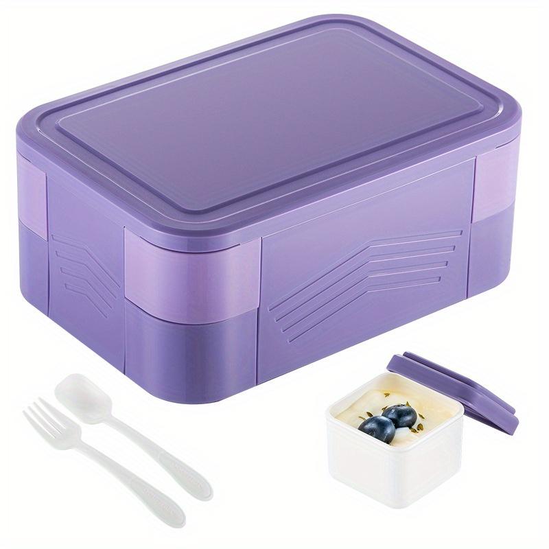 Bento Lunch Box Adult 2 Tier Lunch Box, 6 Compartments, Plastic Adult and Youngsters's Work School Lunch Box 1550ml