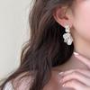 Korean White Shell Flower Petal Drop Earrings for Women 2025 New Statement Pendientes Trendy Zircon Crystal Earring Jewelry Gift