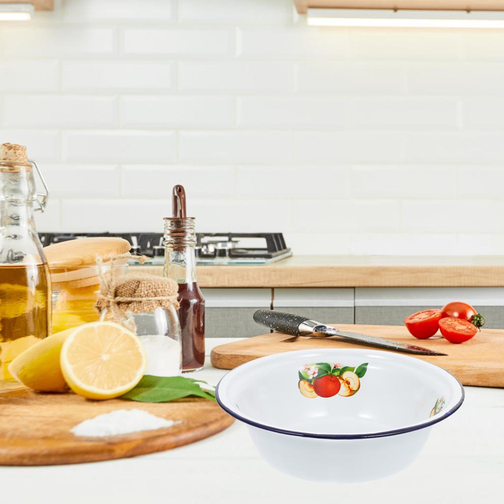 Container Enamel Basin Office Travel Chinese Bread Bowl Enamelware Mixing Tableware