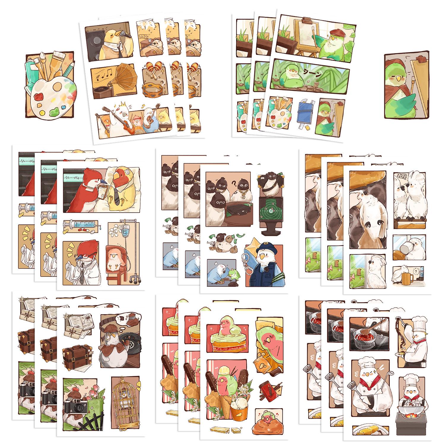 

8 Сцен, Птичка, Наклейки, Сделай сам ручной аккаунт, Маленькая карточка, Украшение для чехла мобильного телефона, Корейский Ins Водонепроницаемый