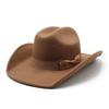 Verzogener Rand Bow Western Cowboyhut Amerikanischer Woll-Zylinderhut Herbst- und Winterfilzhut Europäischer und Amerikanischer Stil Vielseitiger Jazzhut