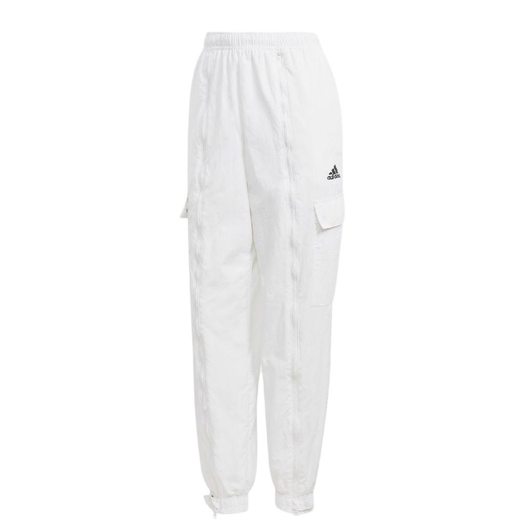 Adidas Dance Woven Versatile Cargo Pants With Solid Logo Elastic Waistband Cuffed Sports Pants Women Pants White IC6657