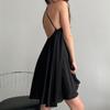 2023 sommer Hohe Taille Ärmellose Sexy Kleid Elegante Einfarbig Backless Satin Kleid Casual Neckholder Slip Kleid Frauen 28167