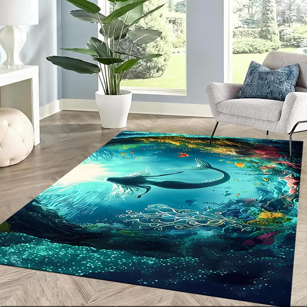 Mermaid's Underwater Adventure Floor Mats for Living Room, Bedroom and Room Decoration Are Suitable for Gifts.
