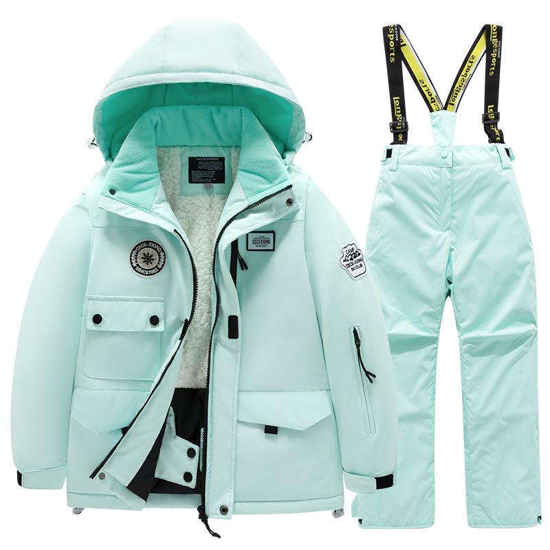 Children's Winter Ski Suit: Thick Fleece, Waterproof, Windproof, for Boys & Girls, Medium & Large Sizes