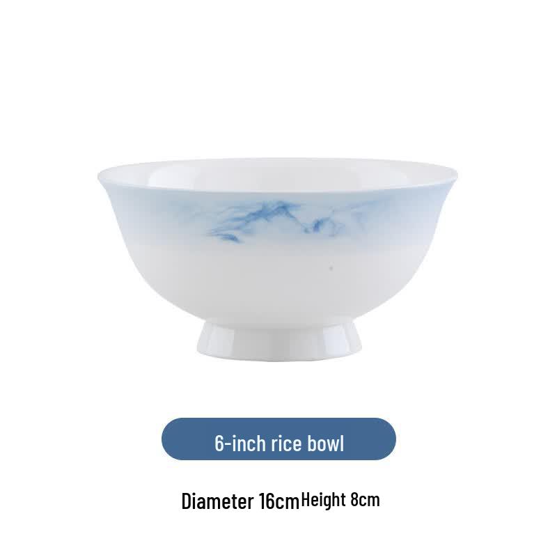 Songdai Mountain Water Mist 6-Inch Underglaze Bone China Noodle Bowl Set
