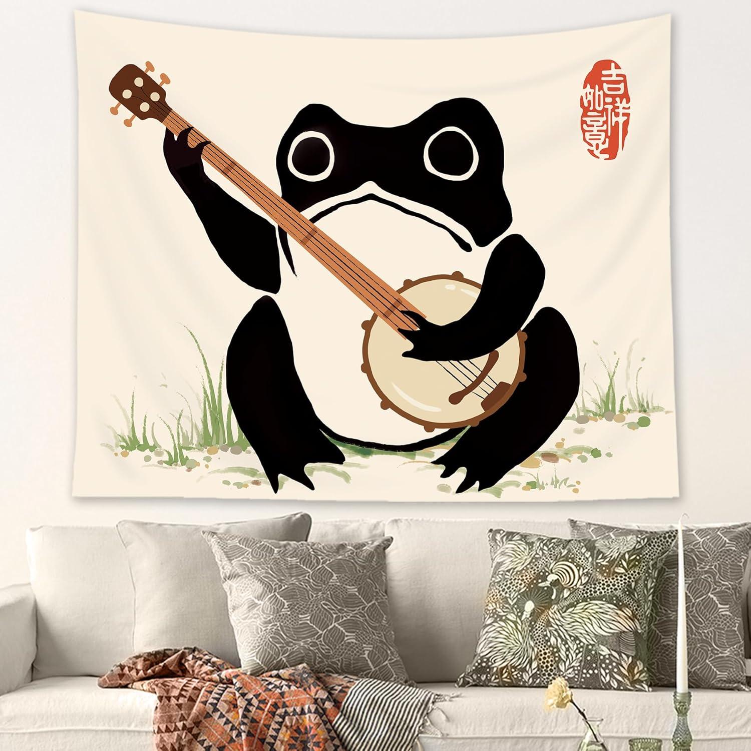 Tapestry lghtyro funny fabric wall with a frog 75x100 чёрный