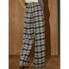 Coolhut Retro Plaid Drawstring Loose Versatile Lazy Style Straight-Leg 2025 Winter Women's Casual Pants