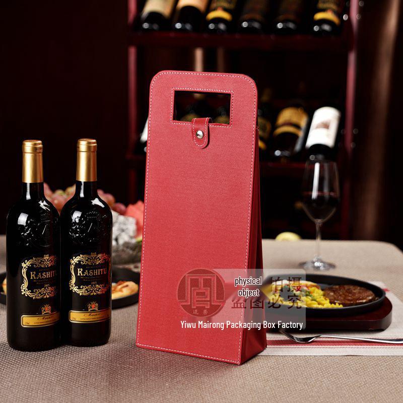 Borsa regalo in pelle per bottiglie di vino singole o doppie