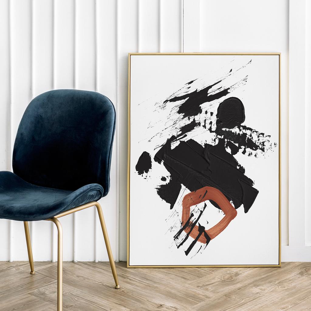 Poster Abstraktion schwarz kupferfarben