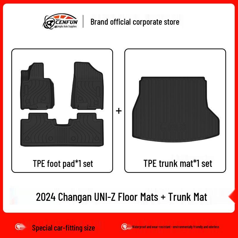TPE Odorless Floor Mats & Trunk Liner for 2024 Changan UNI-Z - Eco-Friendly & Wear-Resistant.