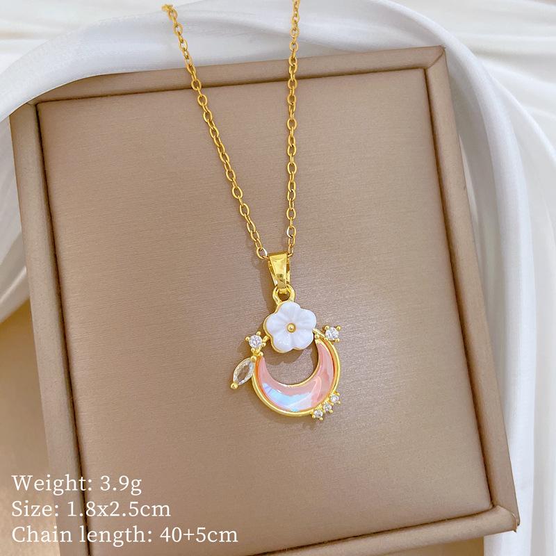 Kupfer-Mikro-Intarsien Leichter Luxus Mode Persönlichkeit Temperament Wunderschöne Voll-Diamant-Halskette Damen Vielseitige Schlüsselbein-Kette Titanstahl