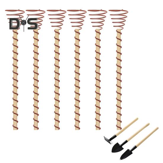 Electroculture Plant Stakes Copper Gardening Antenna Stakes Spiral Copper Wire On Wooden Stakes for Electroculture Plants Fruits Vegetables Growth