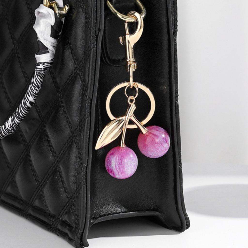 Sparkling Cherry Bag Accessory Fashion Keychain Alloy Resin Texture Cherry Keyrings Perfect for Party and Casual Outfits