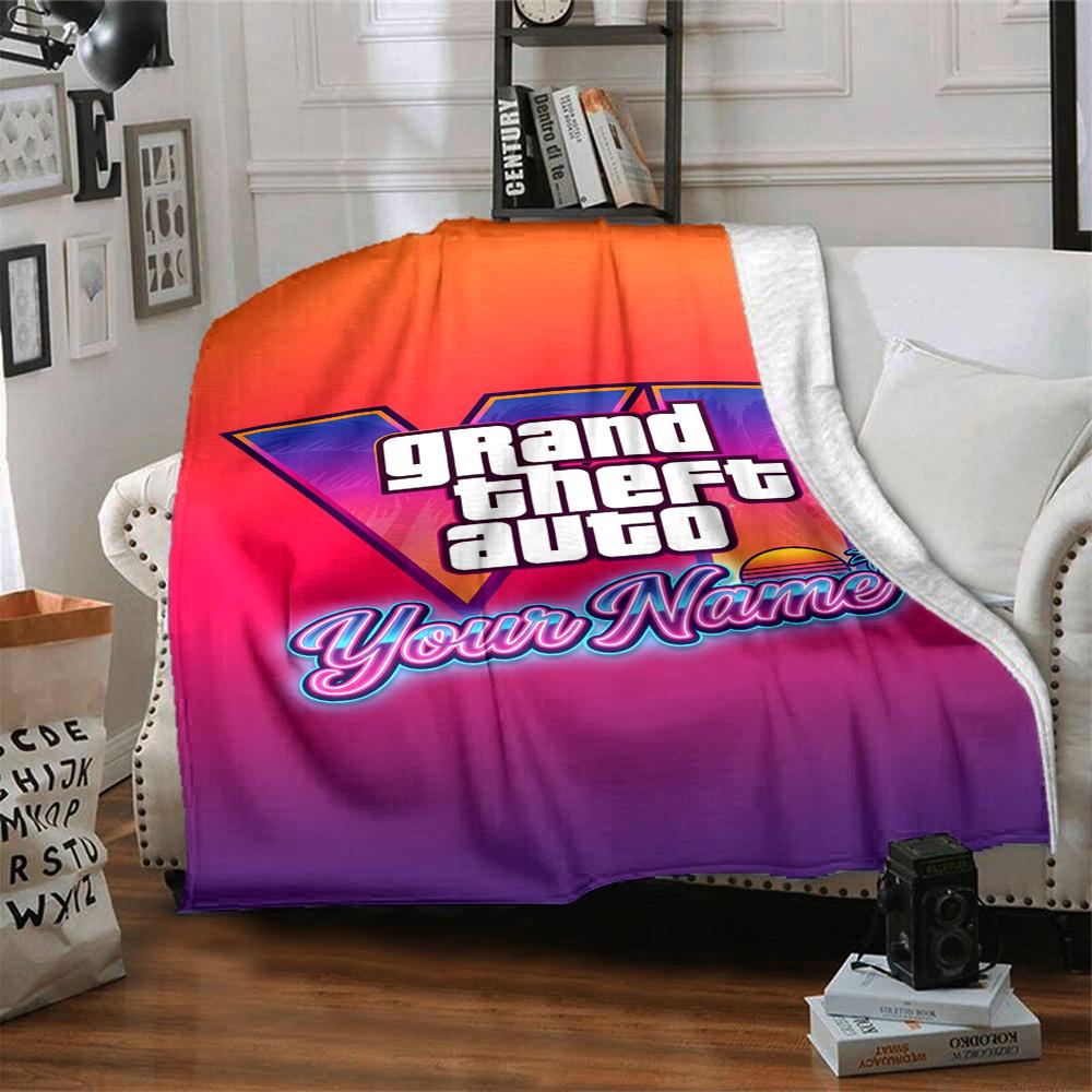 Grand Theft Auto Personalized Name Blanket Lightweight Personalized Blanket Soft & Cozy Versatile for Living Room Office Chair Picnics Sofa