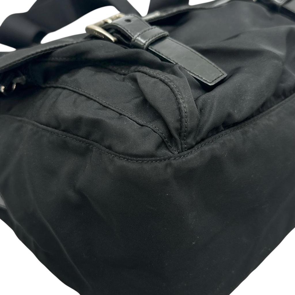 PRADA Triangle logo Shoulder Bag black unisex used