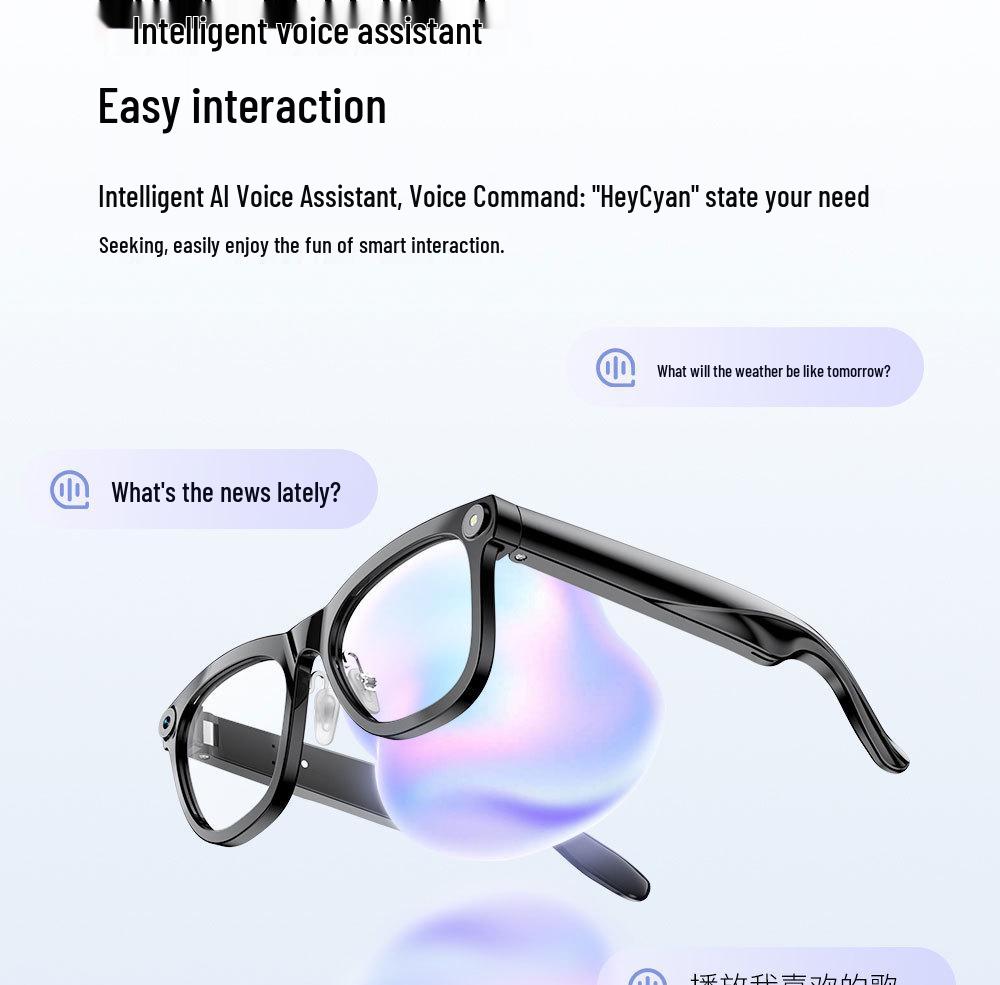 Smart AI Bluetooth Glasses: Camera, Photo Translation, Object Recognition, Calls & Music