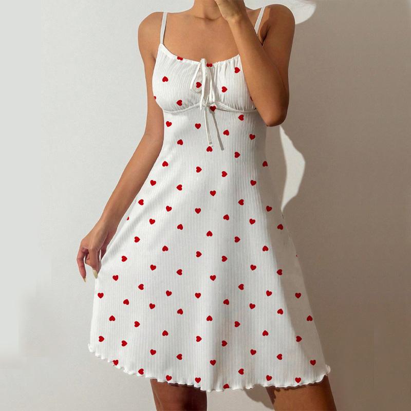 Verão Mulheres Roupa de Dormir Roupas de Casa Sexy Estampa Love Camisola Roupa de Dormir casual slim fina Sem Mangas alça Camisolas feminina