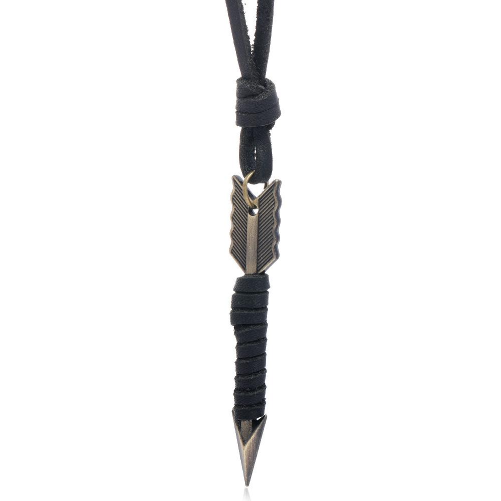 Jessingshow Handmade Vintage Leather Arrow Pendant Necklace Rope Body Choker Chain Necklaces Men&Women Punk Jewlery Accessories