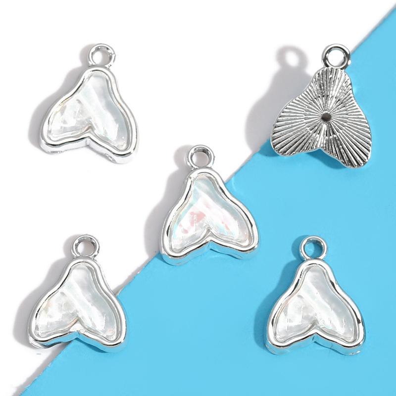 10Pcs Alloy Mixed Style, Inlaid Pink Resin Star And Moon Pendant, Diy Necklace, Bracelet Accessory