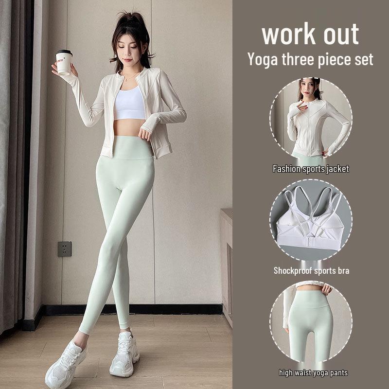 Zestaw Fitness dla Drobnych Kobiet 2024: Biała kurtka do biegania i spodnie do jogi