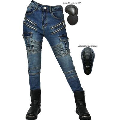 VOLERO+Női Harley stílusú farmerek+Motorkerékpáros motoros nadrágok Racing Anti Fall Pants állítható térdvédők