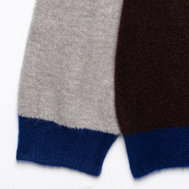 Womens Casual Color Block Knit Sweater 2026 Fall Street Style Long Sleeve Top