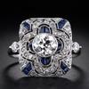 Sapphire Ring Women'S Boutique Jewelry Engagement Ring Platinum Electroplating High-End Jewelry Gifts
