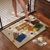 Retro Bathroom Floor Mat Is Easy To Take Care of for Home Use, Absorbent and Quick-drying Floor Mat Can Be Cut, Dirt-resistant and Non-slip Diatom Mu