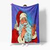 TU Santa Claus Throw Blanket Cozy Christmas Gift Festive Home Decor Holiday Gift Unique Santa Pattern Throw for Couch Bed