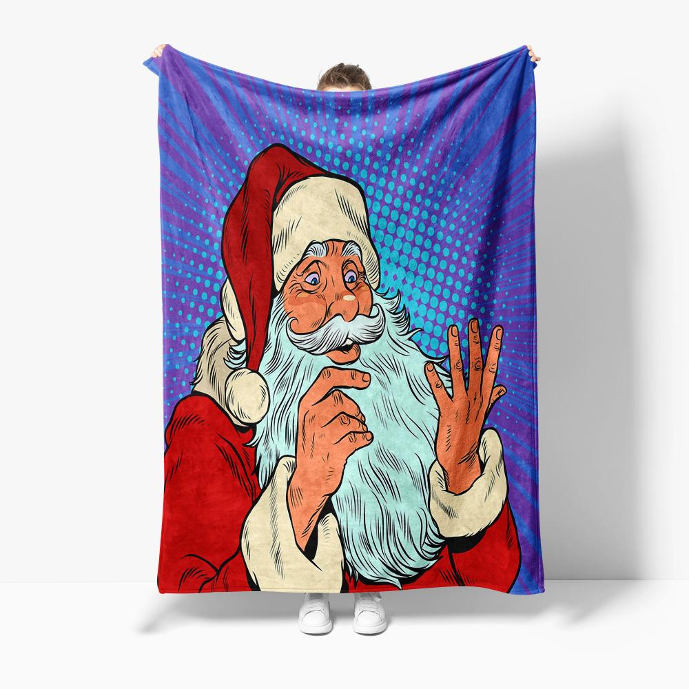 TU Santa Claus Throw Blanket Cozy Christmas Gift Festive Home Decor Holiday Gift Unique Santa Pattern Throw for Couch Bed