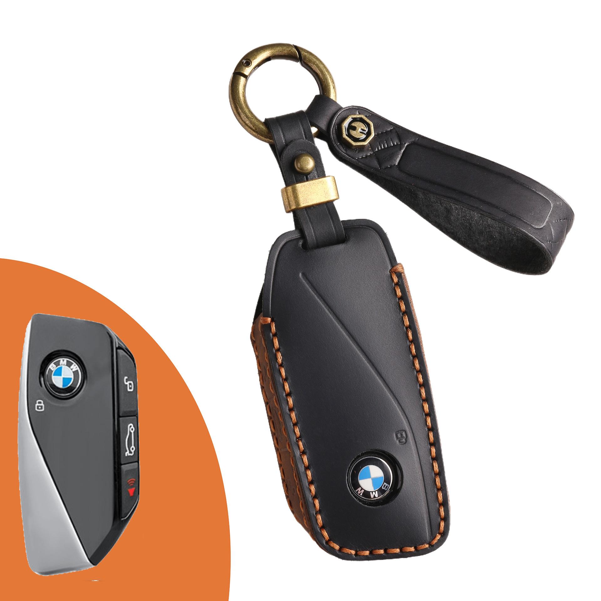 

Специальный новый чехол для ключа BMW 2025 x1 5 серии 3 серии 7 серии i7 модифицированный чехол для ключа с пряжкой из натуральной кожи мужской чёрный