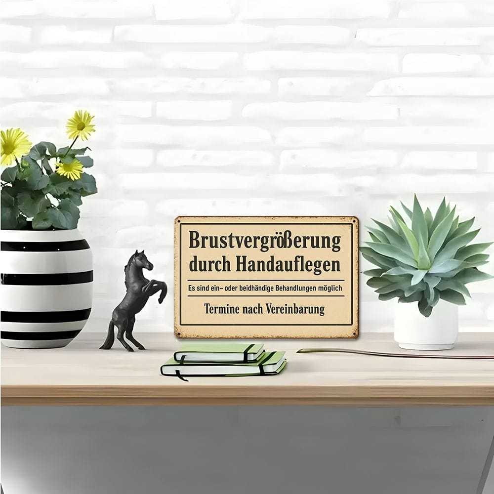 German humor metal sign "Touch-Up Breast Augmentation", 20x30cm.