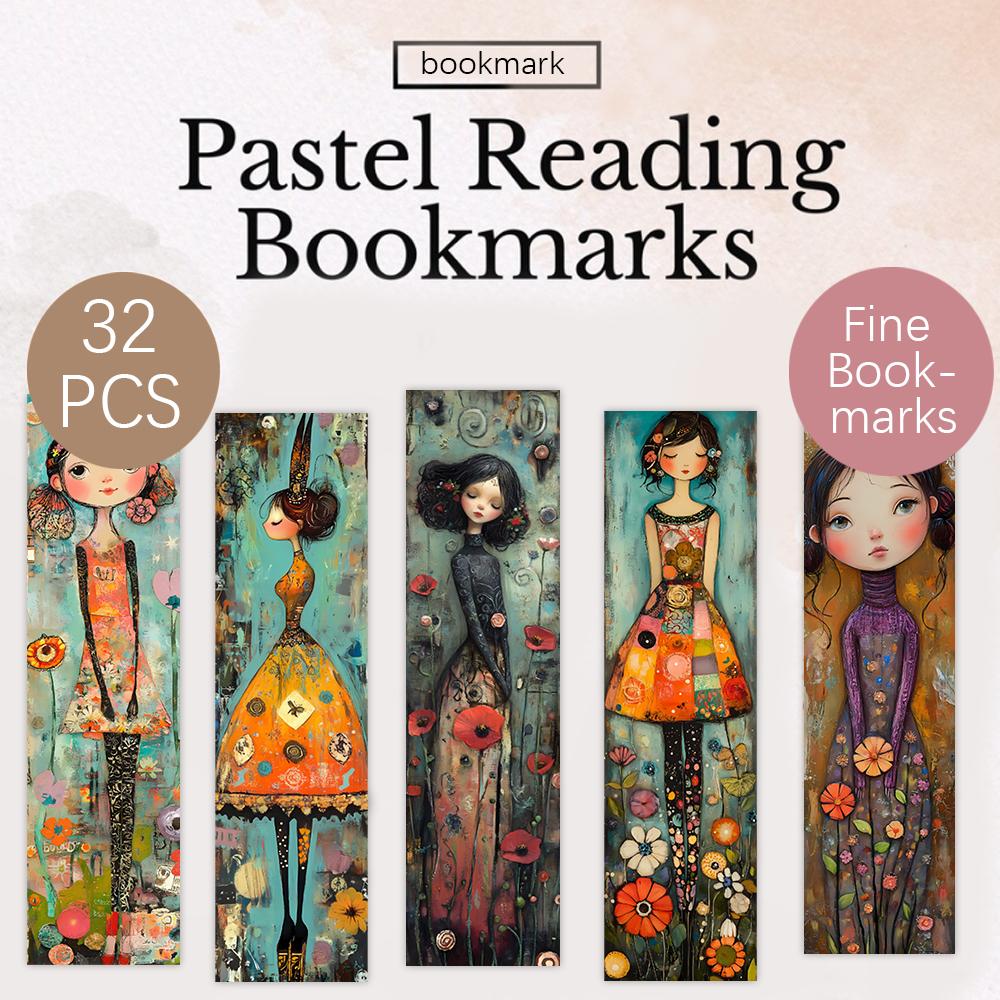 32pcs, Cute and Playful Girl Bookmarks, Back to School, Christmas, Halloween, Teachers, Suitable for Readers and Birthday Gifts.