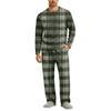 Men's Long Sleeve Pajama Set with Button Crotch and Elastic Drawstring Waist for Home Comfort