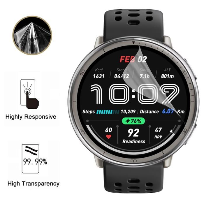 Screen Protector for Amazfit Active 2 (Round) [Pack 6] Ultra Thin Resistant Protective Plastic Film Phonillico®