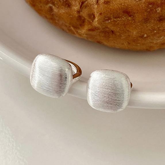 PONYKISS  Sterling Silver Minimalist Frosted Square Hoop Earrings for Women Trendy Fine  Geometric Accessories