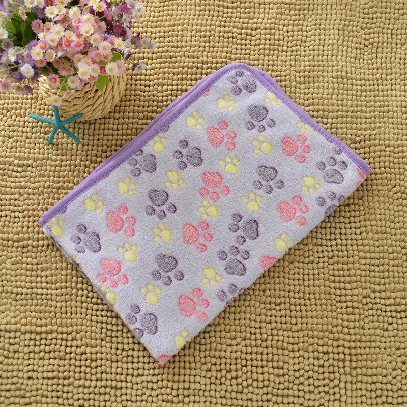 Warm Flannel Pet Blanket for Cats and Dogs Thickened Paw Print Cozy All Season 3 Sizes