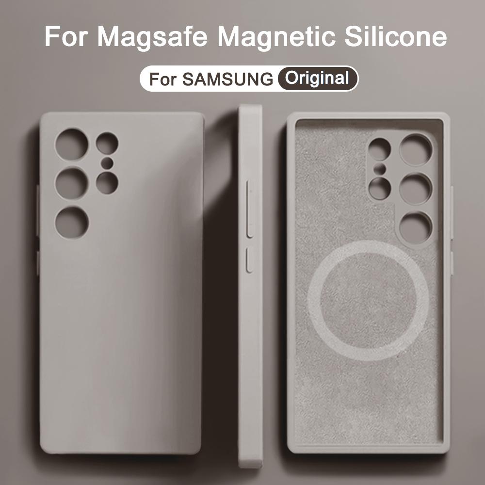 Magnetic Liquid Silicone Shockproof Case for For Samsung A35 A15 A54 A55 5G S24 S23 S21 S22 S25 Ultra Magsafe Wireless Charge Cover