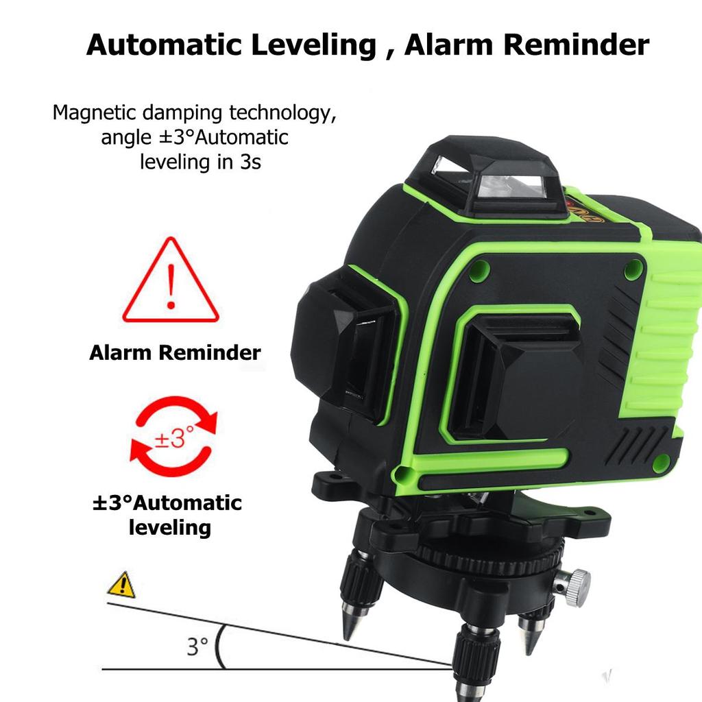 16 Line Laser Level Green Laser Level Line 4D Self-Leveling 360 Horizontal Vertical Cross Super Powerful Laser Level Remote Control 4000mAh Battery
