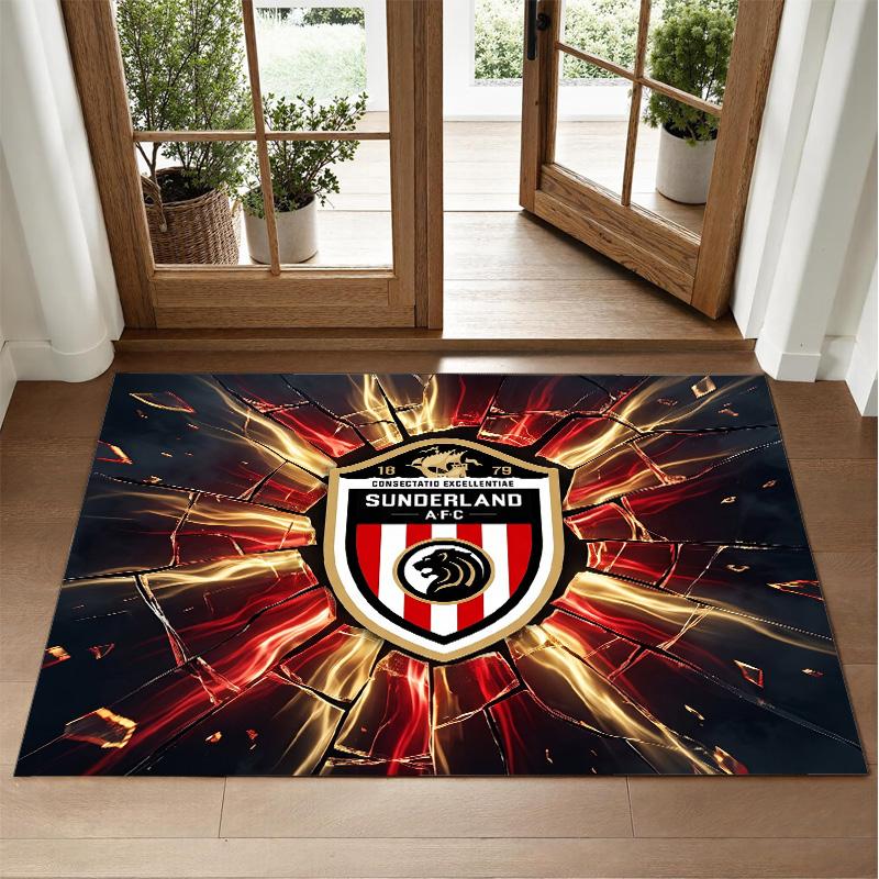 Sunderland Football Design Crystal Velvet Rug Soft Decorative Mat for Bedroom Entrance