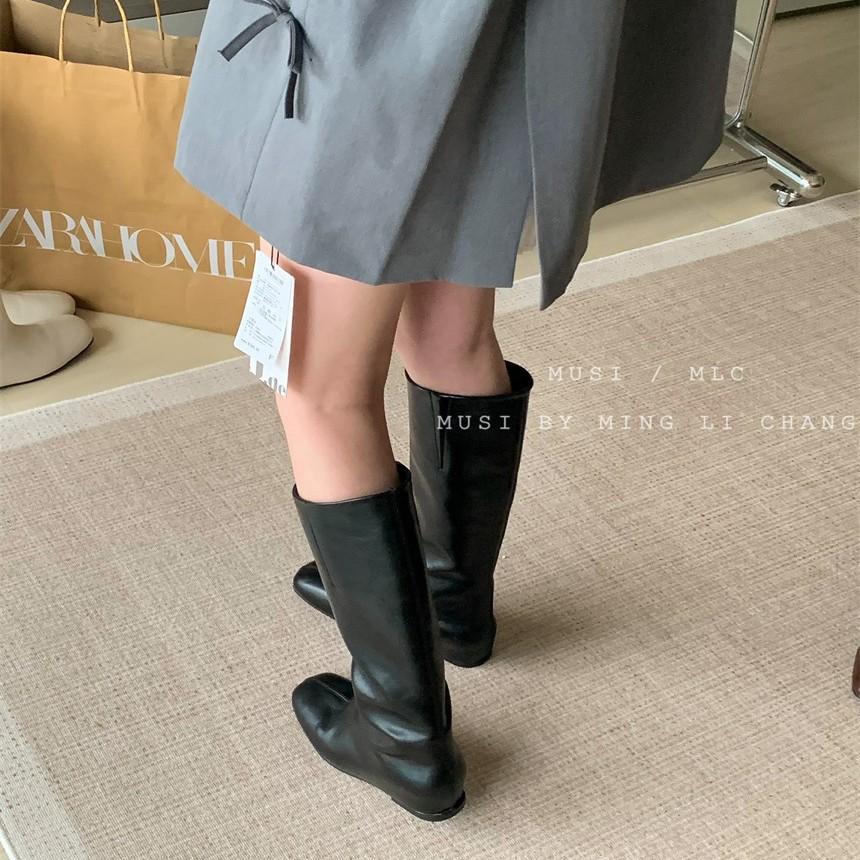 2025 autumn and winter new tall thin boots western cowboy boots thick heel square head boots fashion boots