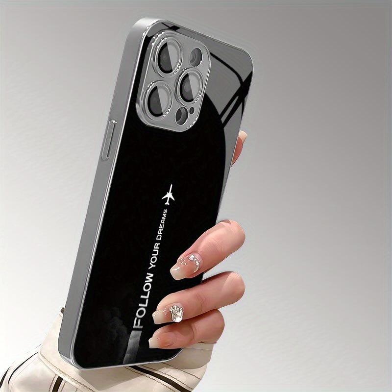 Travel-inspired Airplane Route Electroplated Silver Phone Case For Samsung Galaxy S25 S24 S23 Ultra Plus FE Tempered Glass Cover