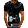 Summer Round Neck 3D Funny Cat Pattern Print Top Fashionable Casual Short Sleeved Men's T-shirts