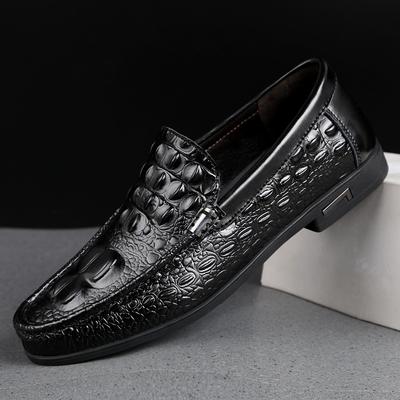 Mocassins Noirs pour Hommes à Motif Crocodile de Haute Qualité Chaussures Formelles Élégantes pour Affaires Chaussures Plates Décontractées d'Été pour Hommes