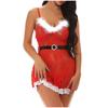 European & American Christmas Frayed Hollowed-out See-through Plus Size Lingerie Nightgown