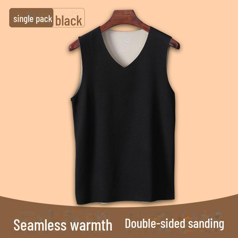 Męska dwustronna aksamitna ciepła kamizelka, dopasowana bezszwowa bielizna, pogrubiona koszulka termoaktywna z aksamitem na jesień i zimę