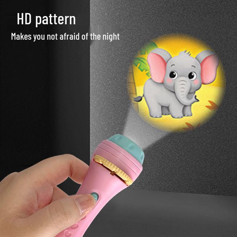 Available Children's Cognitive Cartoon Animal Projector Flashlight for Early Education