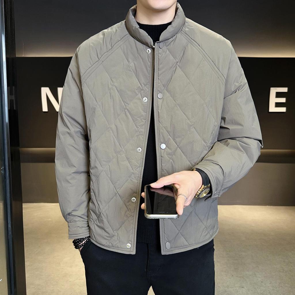 Herren Trendige gesteppte Daunenjacke 2025 mit leichtem weißen Entendaunen-Inlay